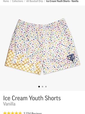 Youth Vanilla Sprinkle Shorts with Waffle-Print Accent